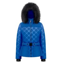 Womens ski jacket embo infinity blue with fake fur