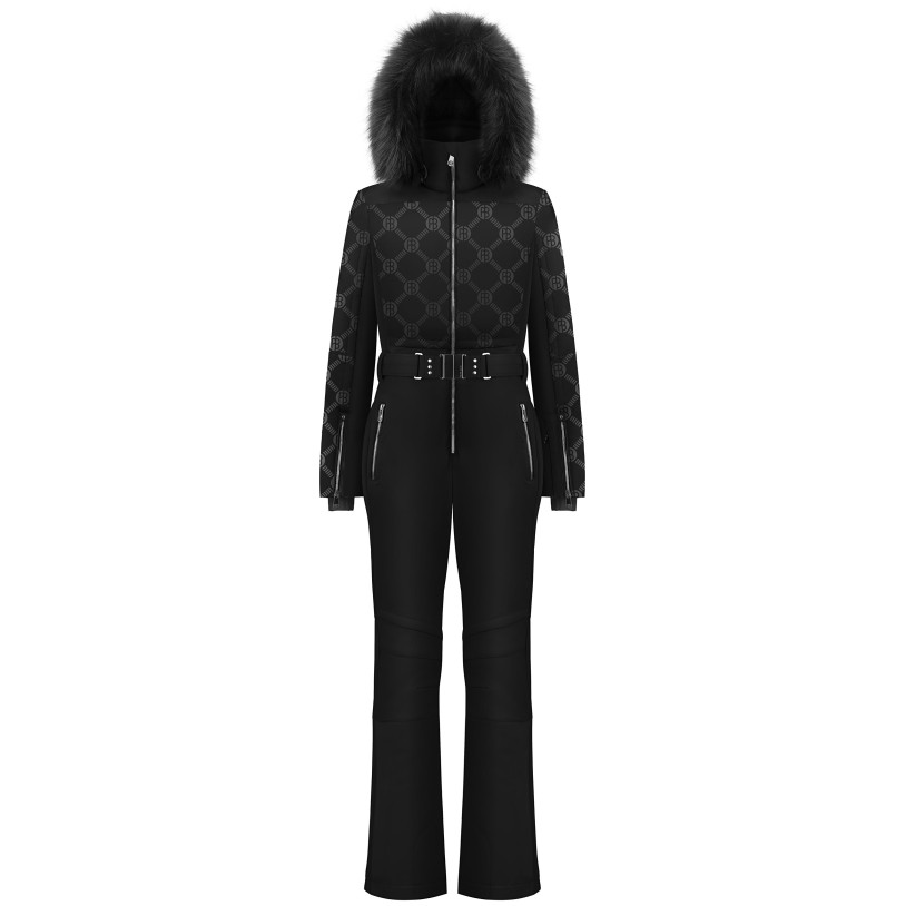 Womens overall embo black with fake fur