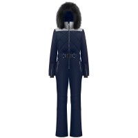 Womens overall silvery gothic blue with fake fur