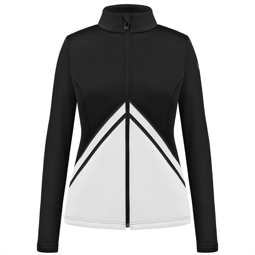 Womens stretch fleece jacket black/white