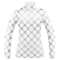 Womens base layer with zip monogram white