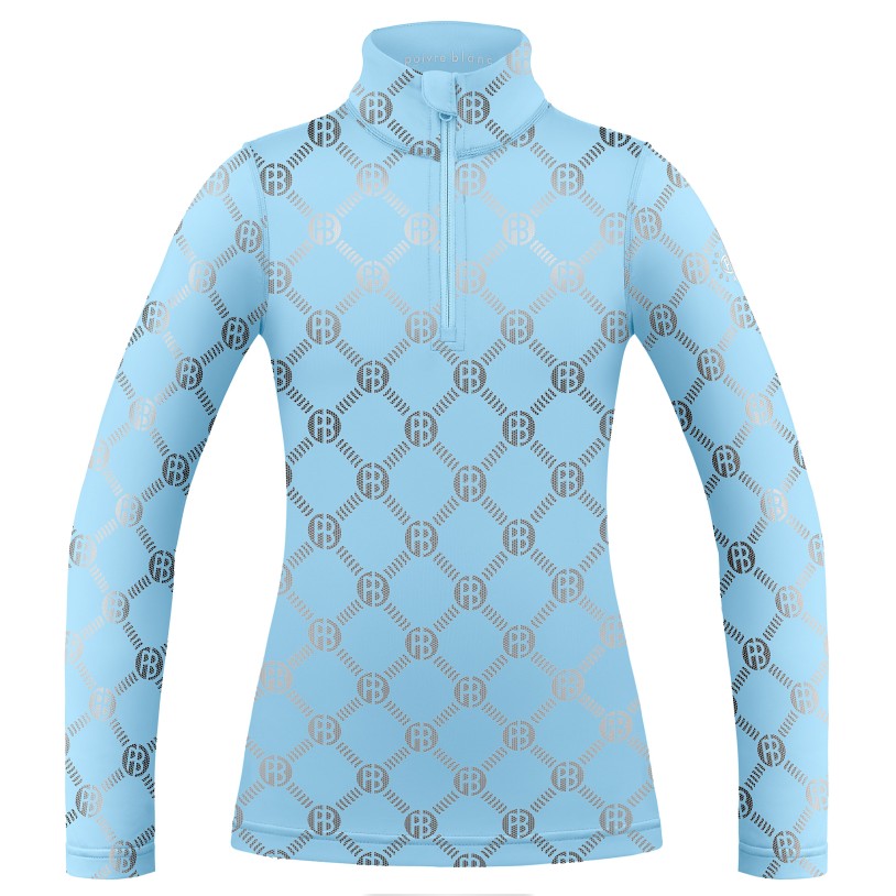 Womens base layer with zip monogram starlight blue