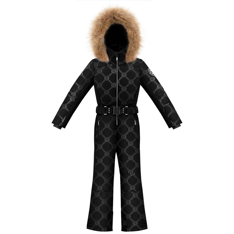 Girls overall embo black with fake fur