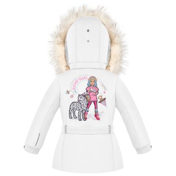 Girls ski jacket white with fake fur