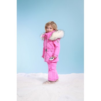 Girls ski jacket lolly pink with fake fur