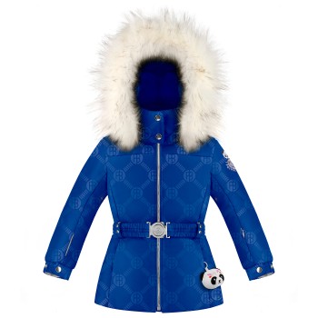 Girls ski jacket embo infinity blue with fake fur