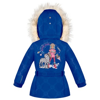 Girls ski jacket embo infinity blue with fake fur