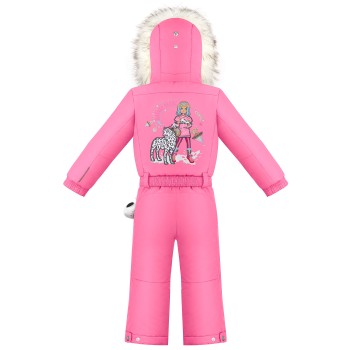 Girls overall lolly pink with fake fur