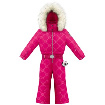 Girls overall embo magenta pink with fake fur