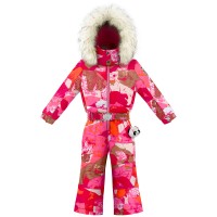 Girls overall nature pink with fake fur