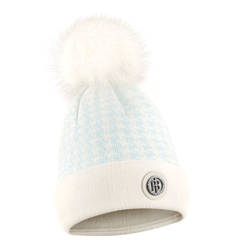 Womens beanie check white