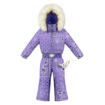 Girls overall paisley purple Joyce with fake fur