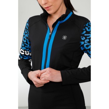 Womens thermo sweater with zip leopard black