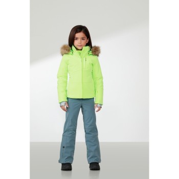 Girls stretch ski jacket paradise green with fake fur