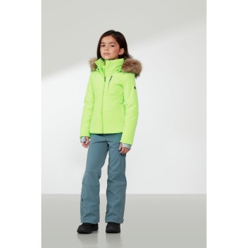 Girls stretch ski jacket paradise green with fake fur