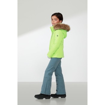 Girls stretch ski jacket paradise green with fake fur