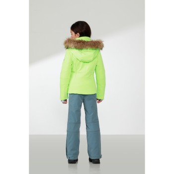 Girls stretch ski jacket paradise green with fake fur