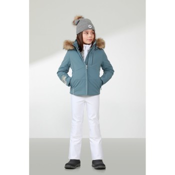 Girls stretch ski jacket fancy thunder grey with fake fur