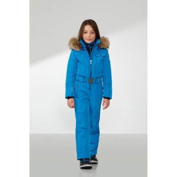 Girls overall king blue with fake fur