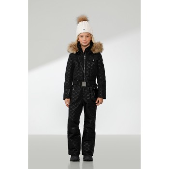 Girls overall embo black with fake fur