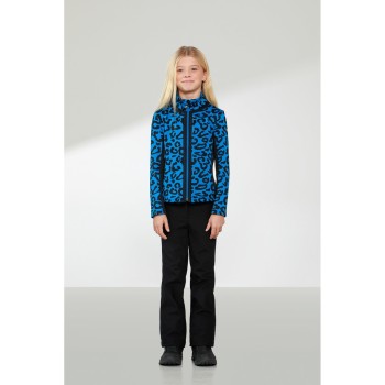 Girls stretch fleece jacket leopard king blue