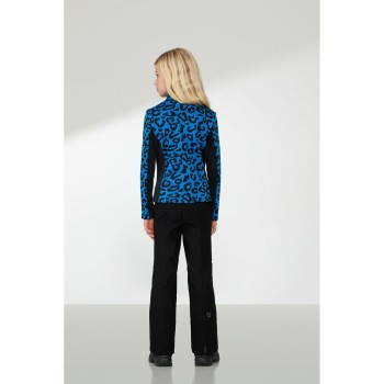 Girls stretch fleece jacket leopard king blue