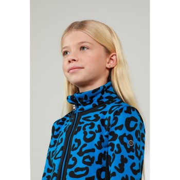 Girls stretch fleece jacket leopard king blue