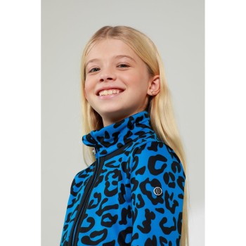 Girls stretch fleece jacket leopard king blue