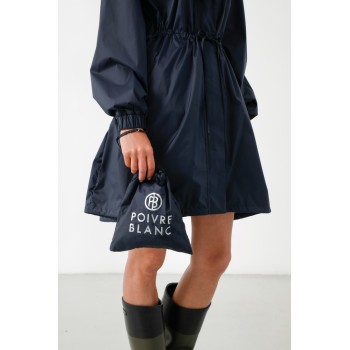 Womens rain coat silver oxford blue