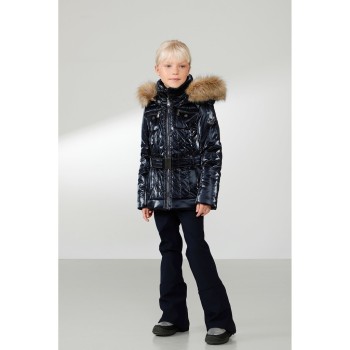 Girls ski jacket glow gothic blue with fake fur