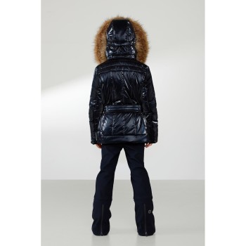 Girls ski jacket glow gothic blue with fake fur