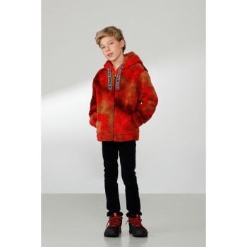 Girls oversize jacket multico sherpa red